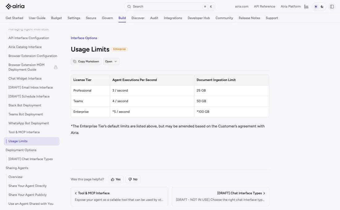Airia pricing page
