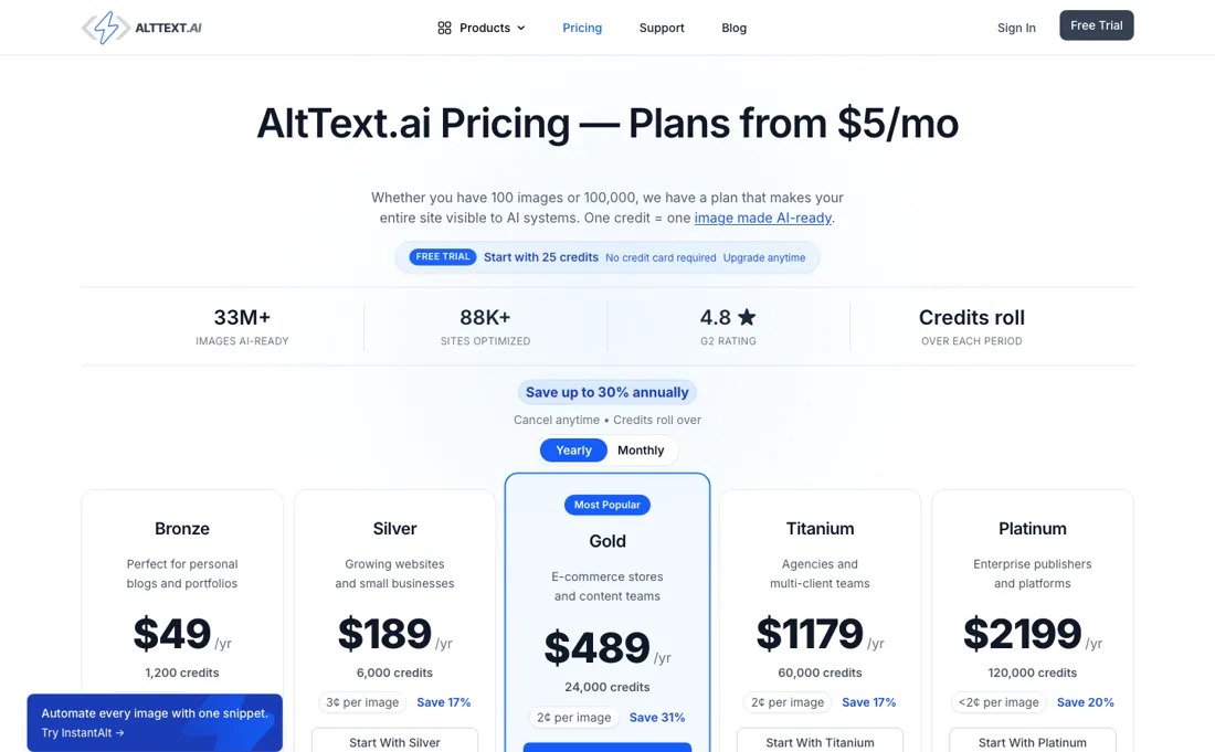 AltText.ai pricing page