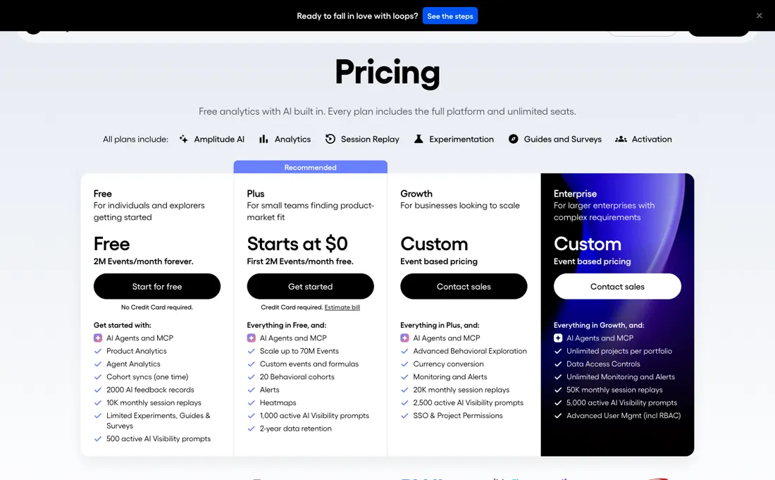 Amplitude pricing page