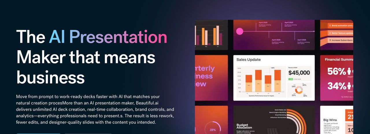 A Beautiful.ai Smart Slide automatically re-balancing its columns