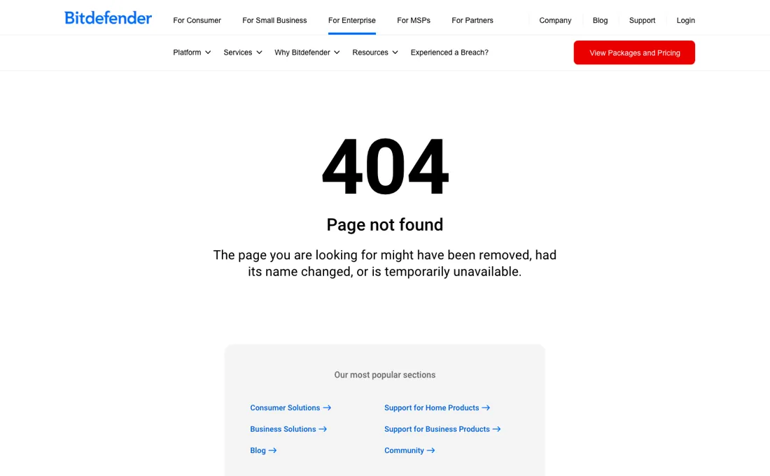 Bitdefender pricing page
