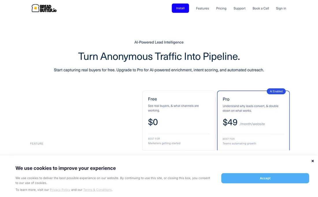Bread & Butter pricing page