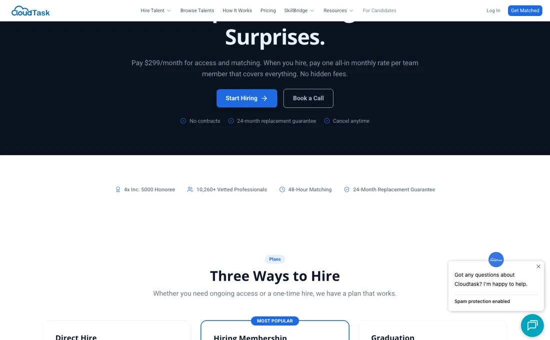 CloudTask pricing page