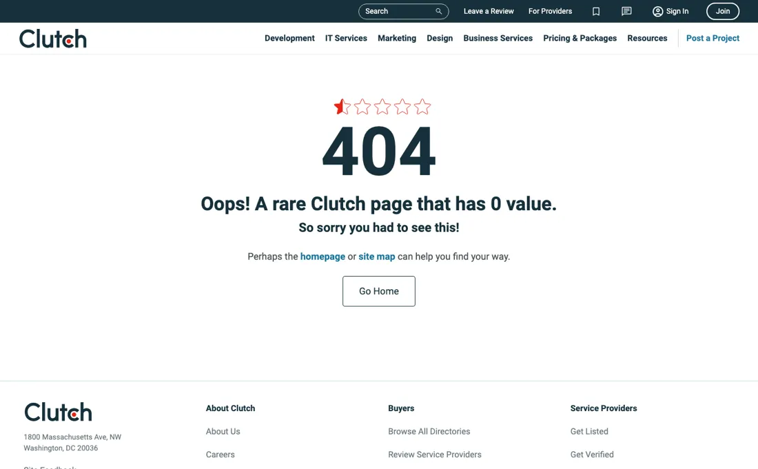 Clutch pricing page