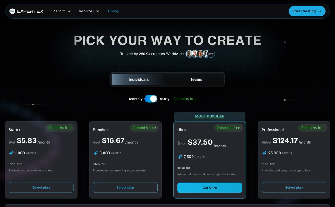 ExpertEx pricing page