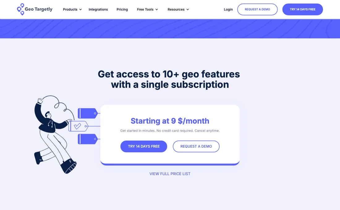 Geotargetly pricing page