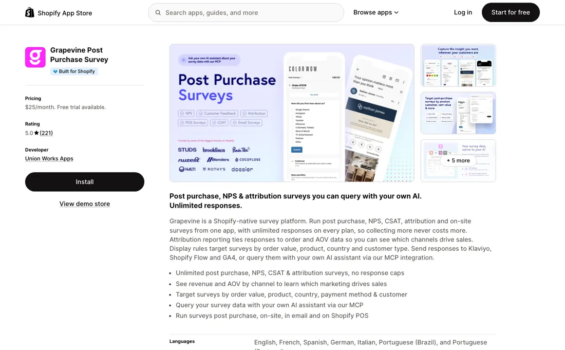 Grapevine pricing page