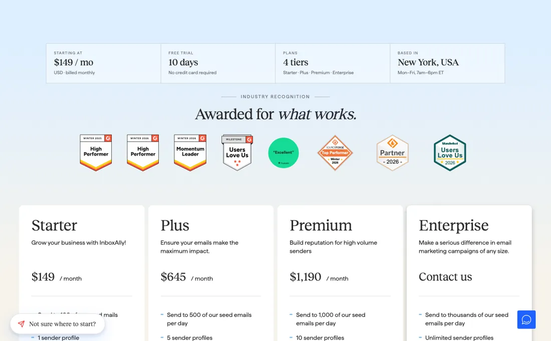 InboxAlly pricing page