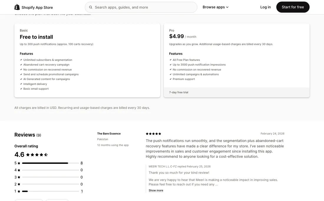 Meeri pricing page
