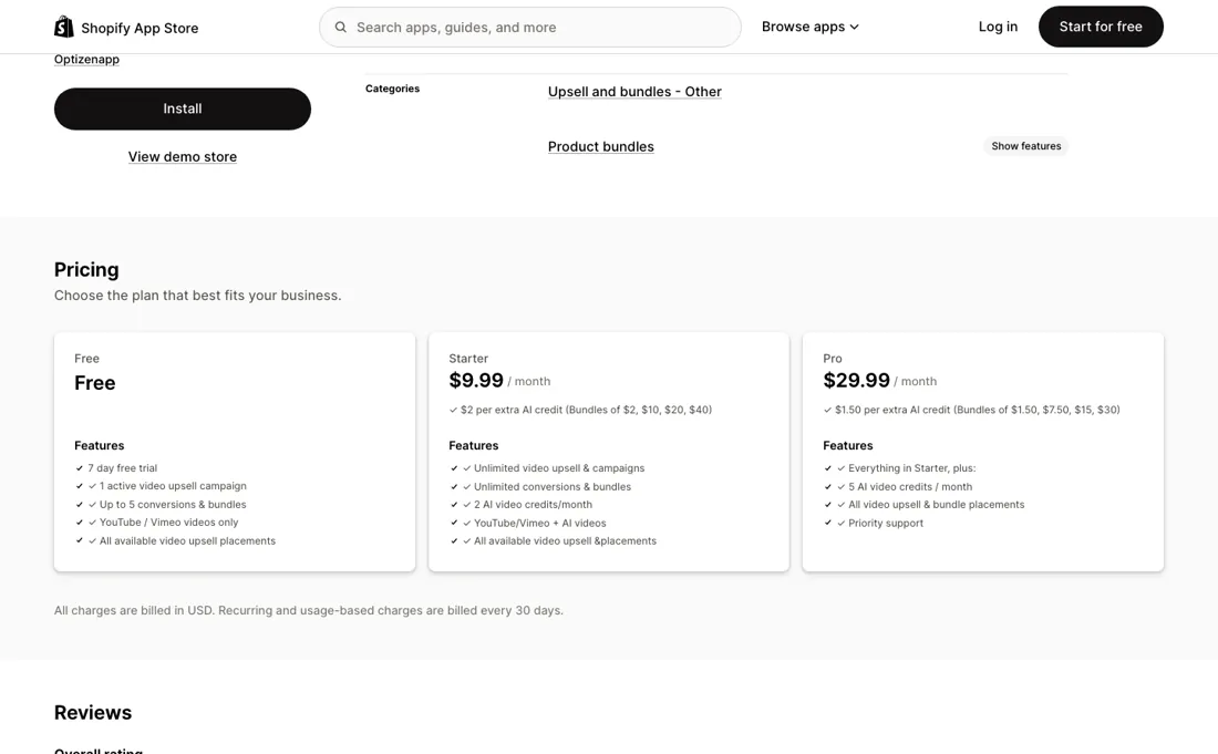 Optizen pricing page