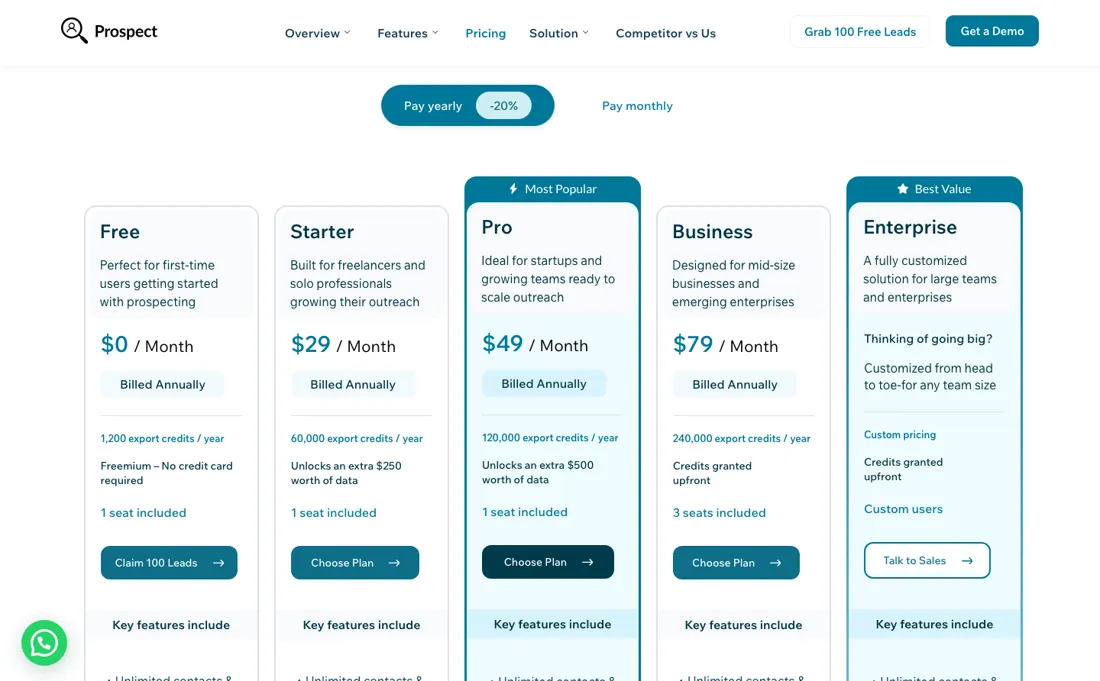 ReachStream pricing page