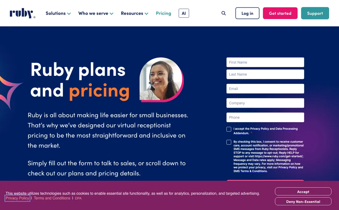 Ruby pricing page