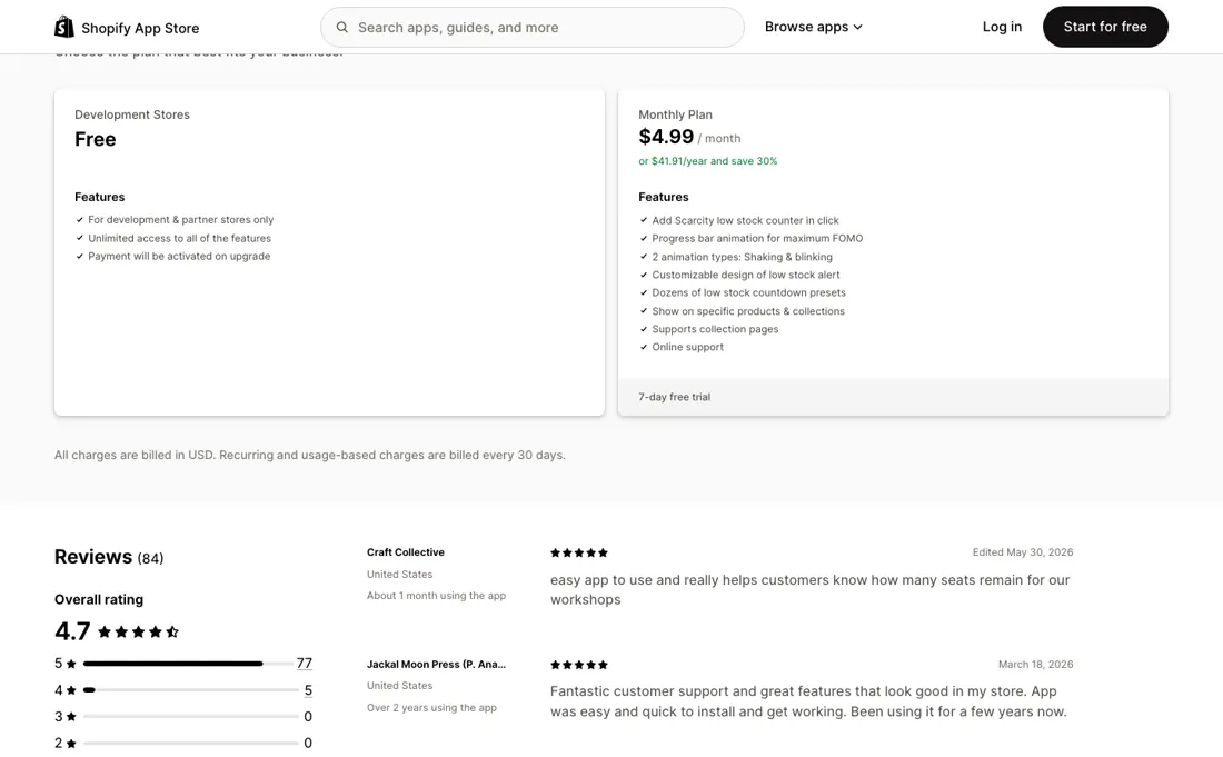 Scarcity.AI pricing page