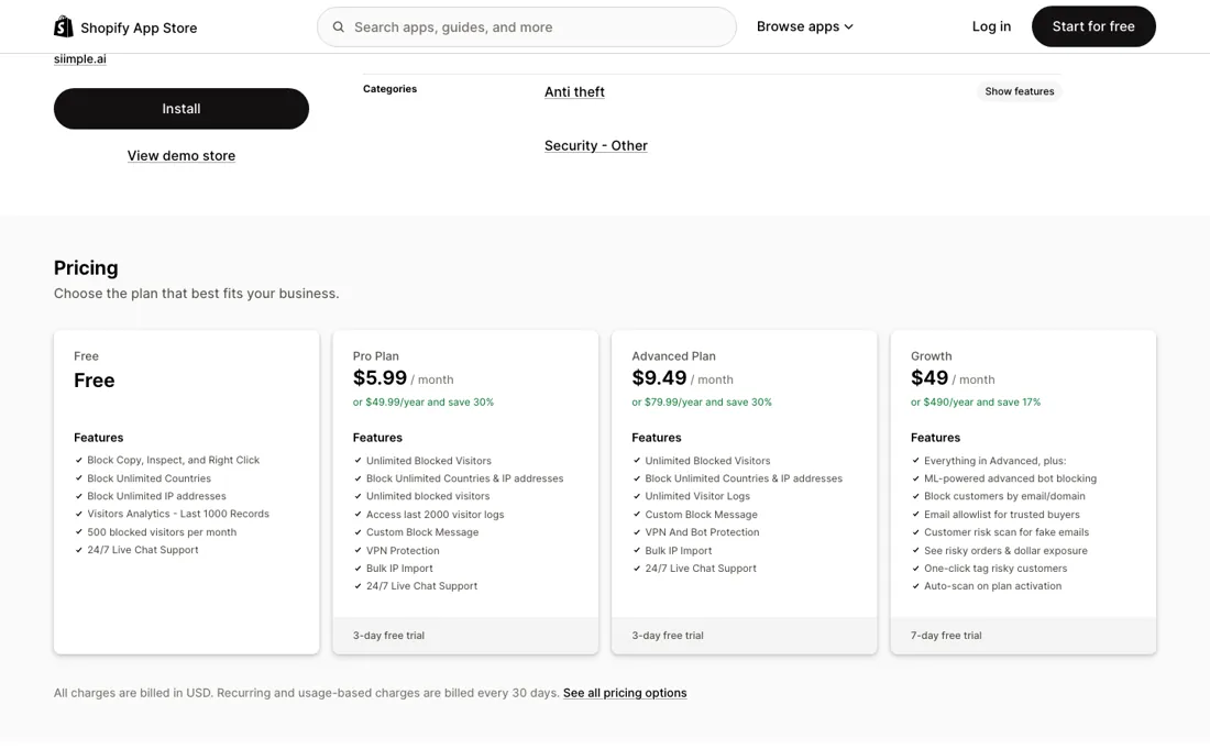 Securify pricing page