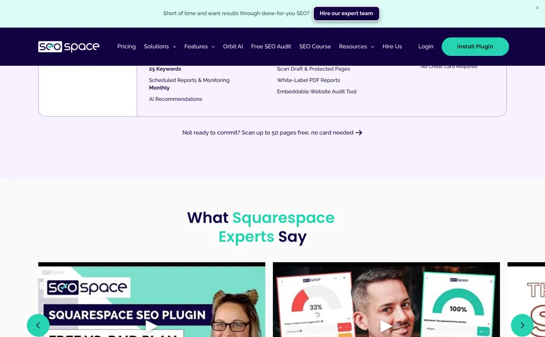 SEO Space pricing page