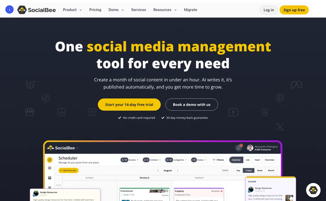 SocialBee pricing page