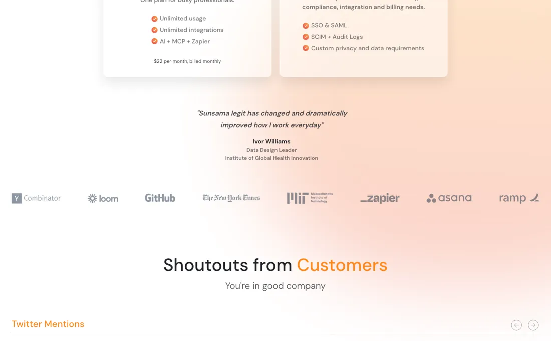 Sunsama pricing page