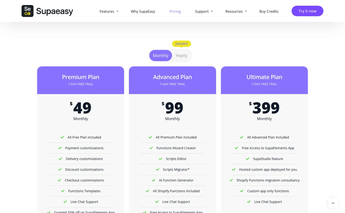SupaEasy pricing page