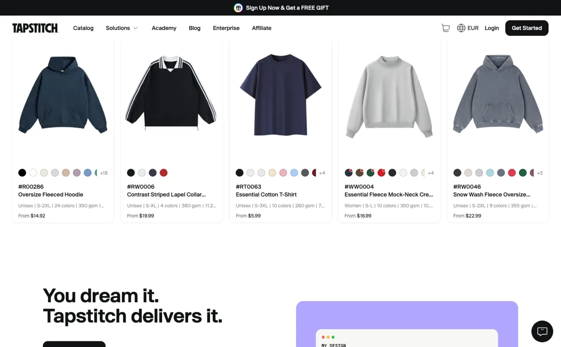 Tapstitch pricing page