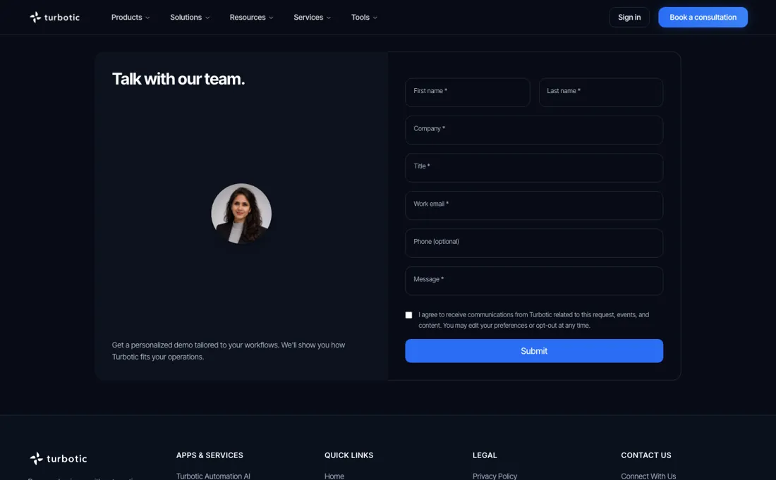 Turbotic pricing page