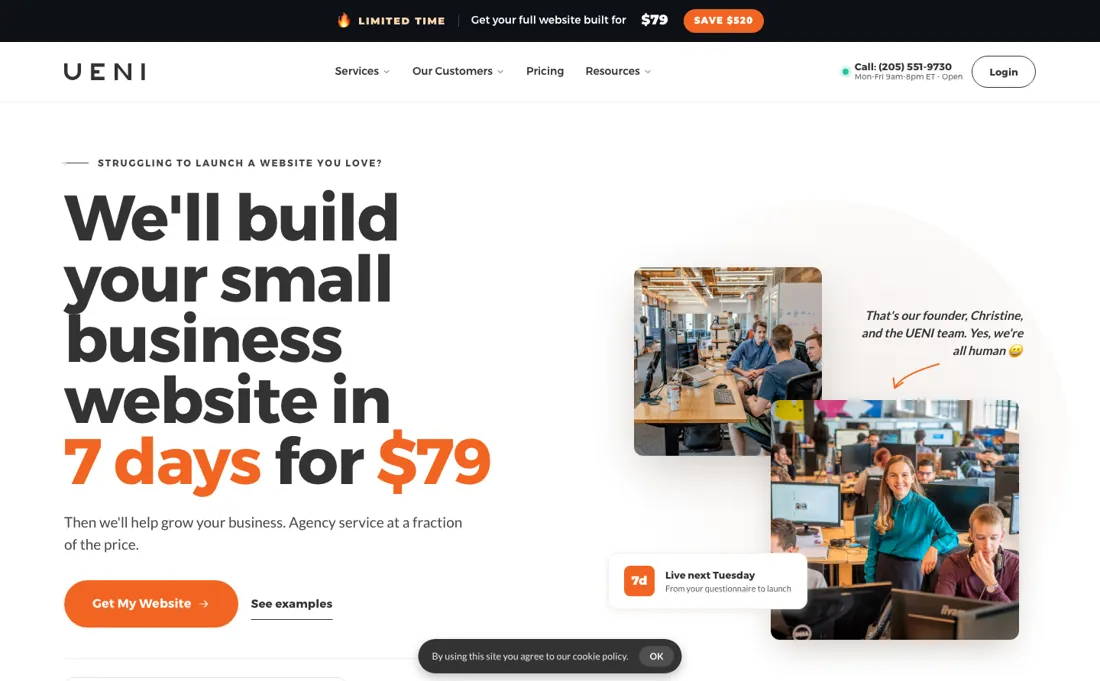 UENI pricing page