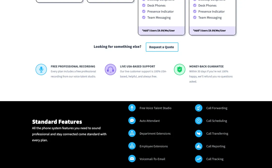 UniTel Voice pricing page