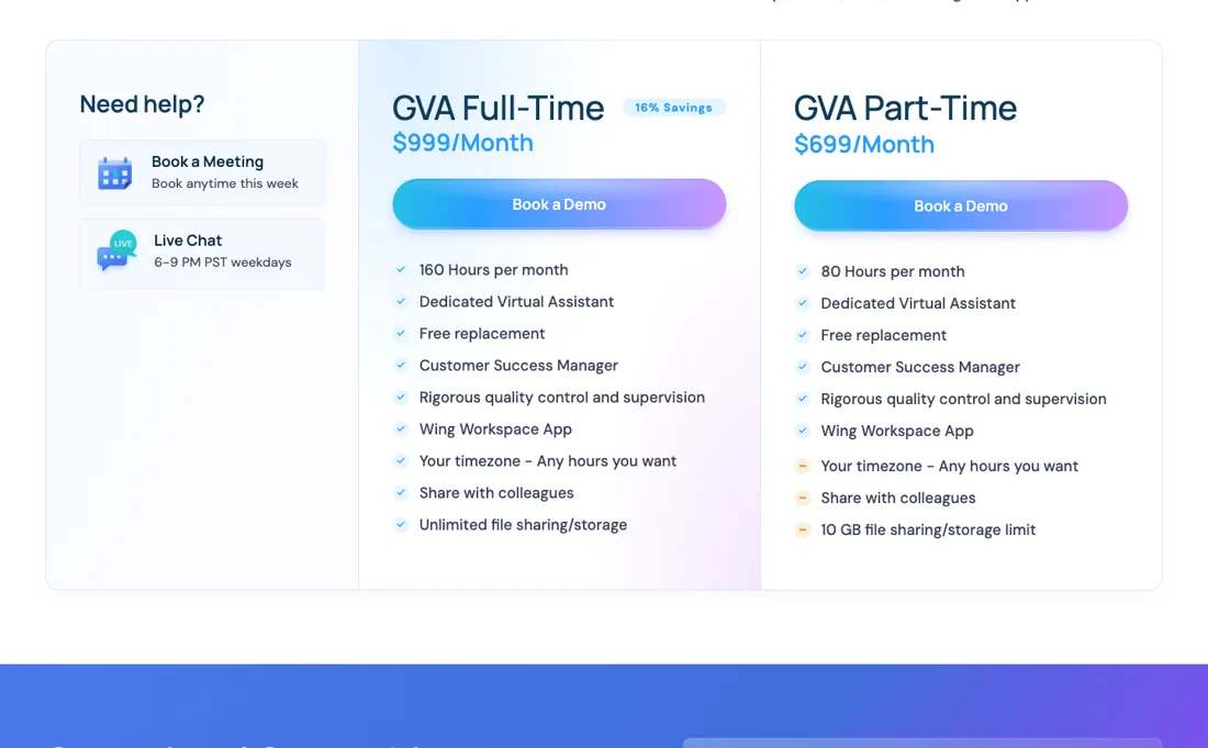 Wing Assistant pricing page