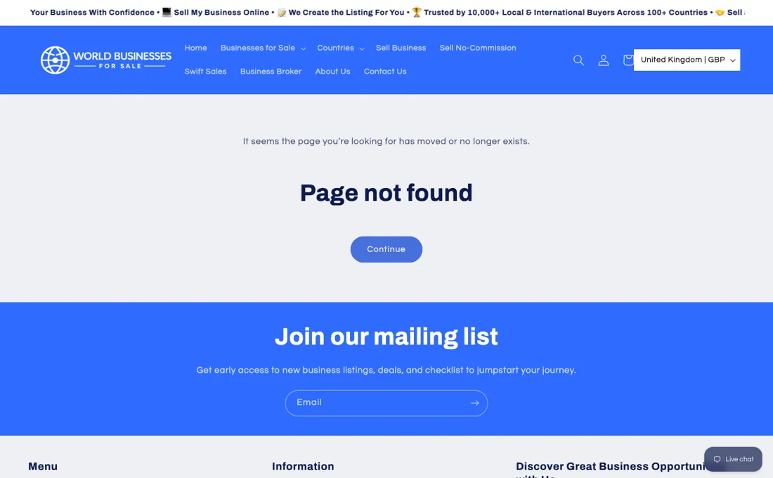World Businesses for Sale pricing page