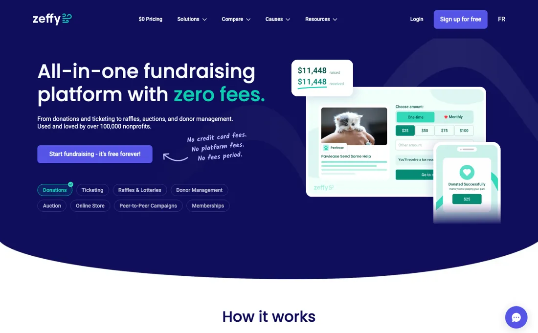 Zeffy pricing page