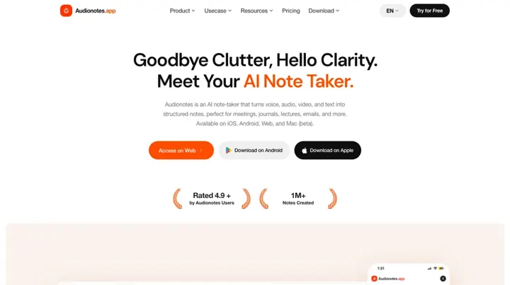 Audionotes product page