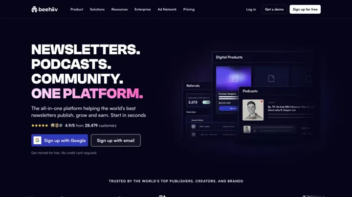 Beehiiv product page
