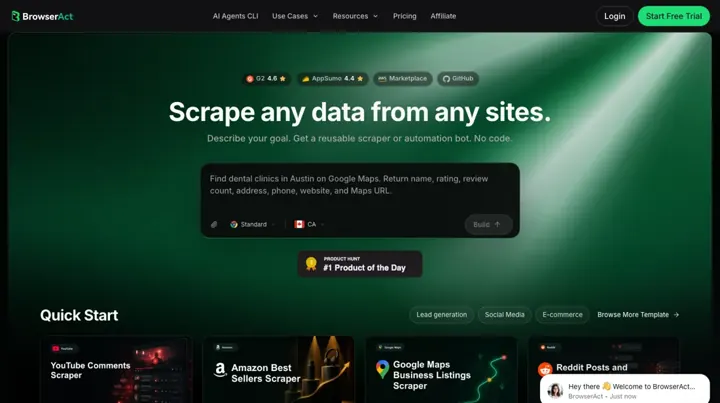 BrowserAct product page