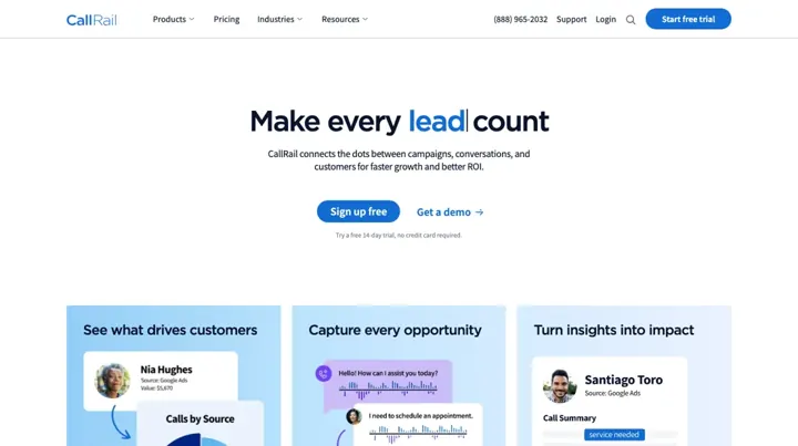 CallRail product page