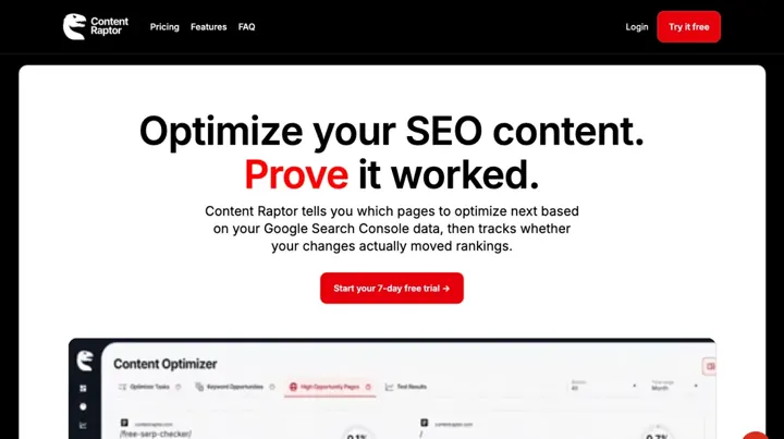 Content Raptor product page
