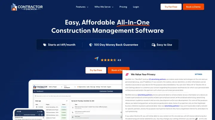 Contractor Foreman product page