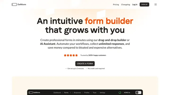 Deftform product page