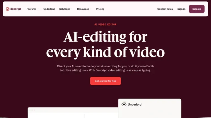 Descript product page