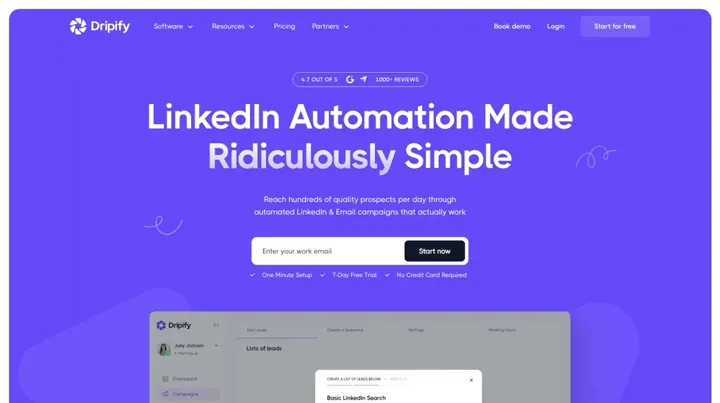 Dripify product page
