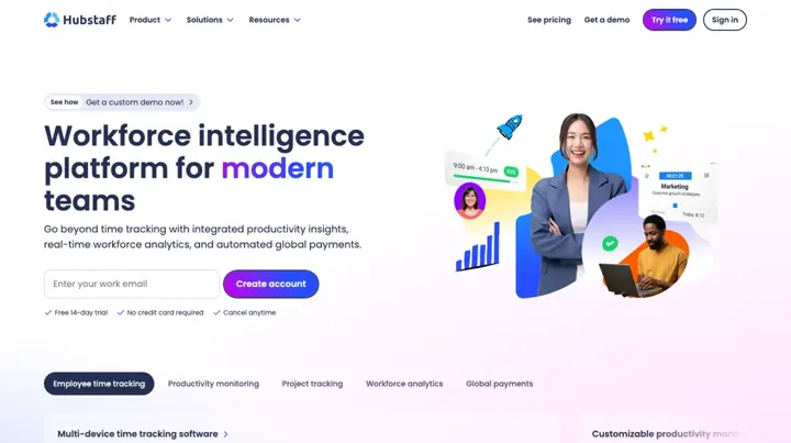 Hubstaff product page
