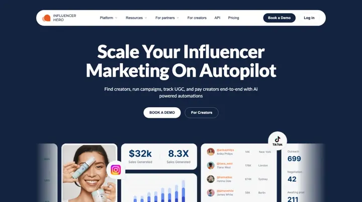 Influencer Hero product page