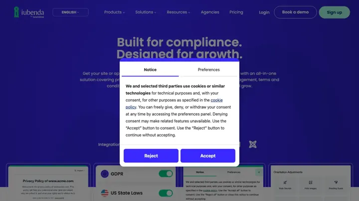 iubenda product page