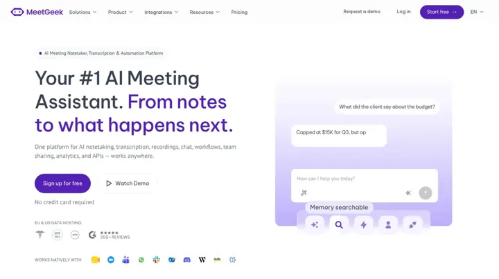 MeetGeek product page