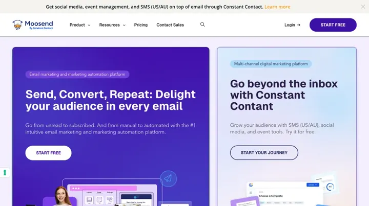 Moosend product page