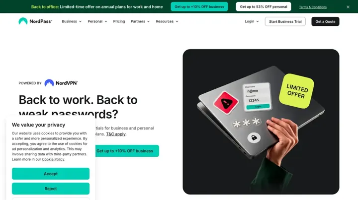 NordPass product page