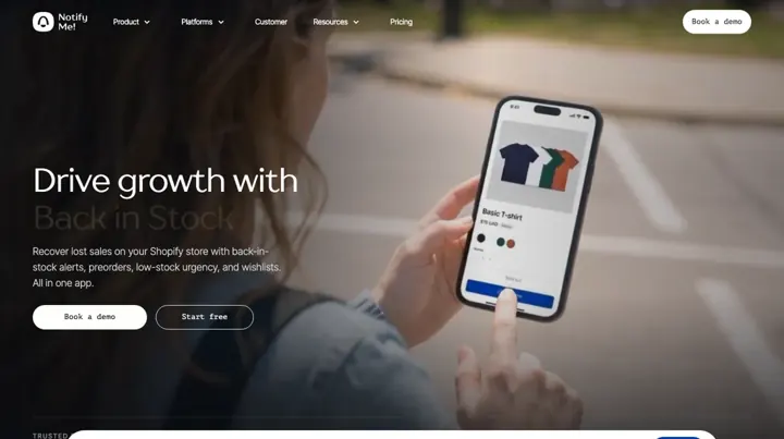 Notify Me product page