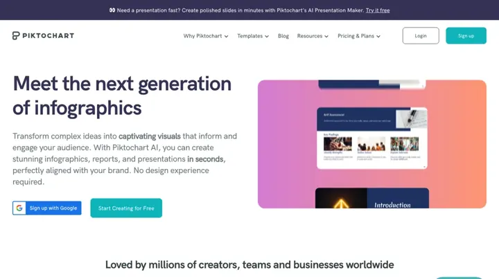 Piktochart product page