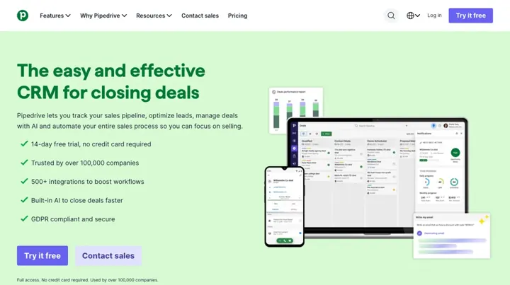 Pipedrive product page