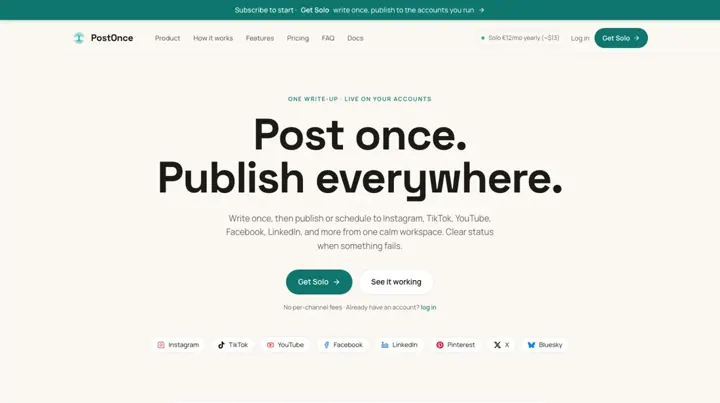 PostOnce product page