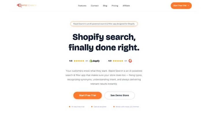Rapid Search product page