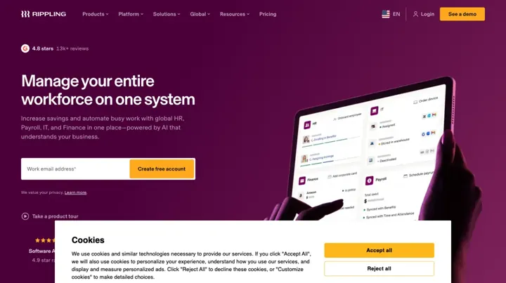 Rippling product page